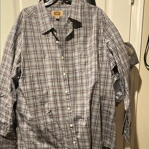 Eddie Bauer Blue and White Casual Button Down Shirt